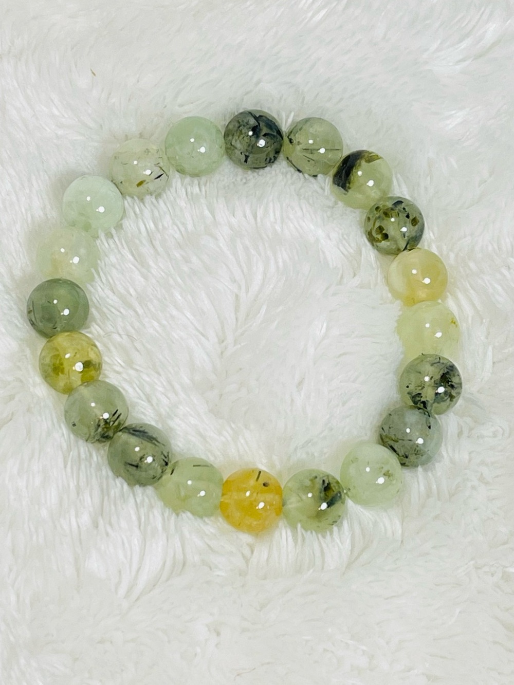 Green and Yellow Moss Agate Bead Bracelet - Women Jewelry